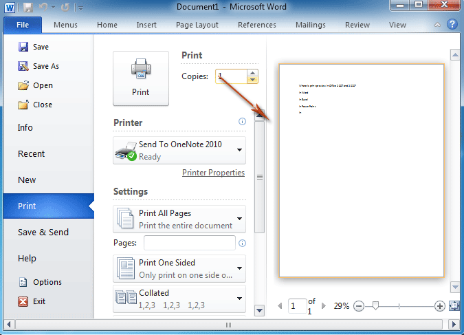 word for mac print preview